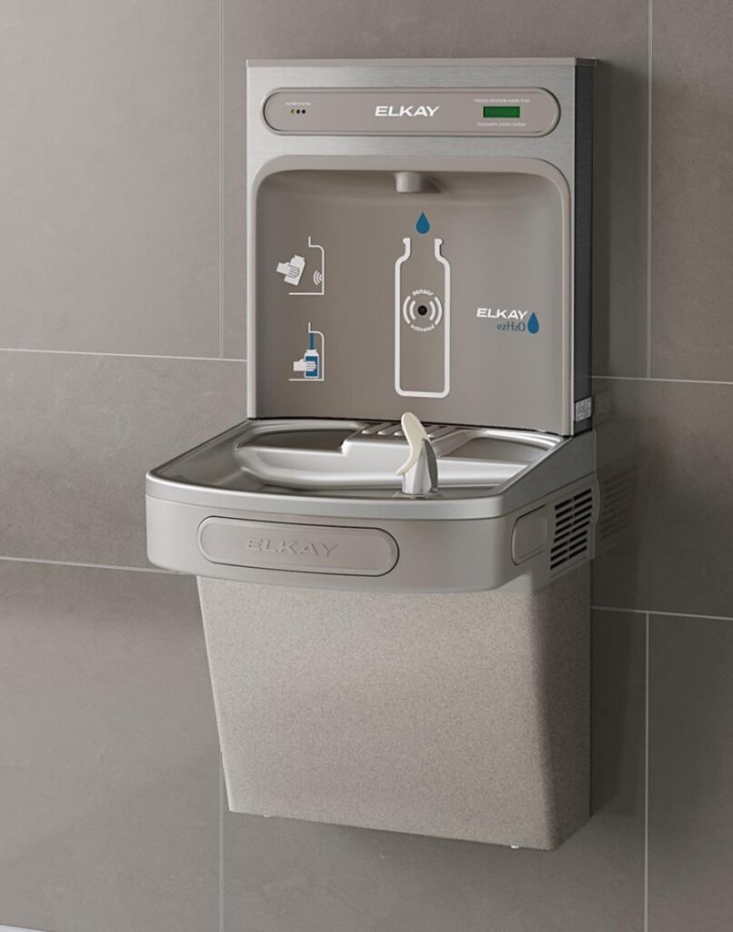 Close-up of a hybrid water refill station.